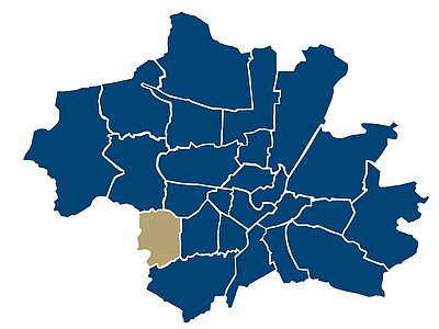 Location of the Kleinhadern district in Munich