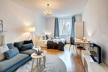 Schwabing: Beautifully laid out 1.5-room apartment on Hohenzollernplatz – vacant