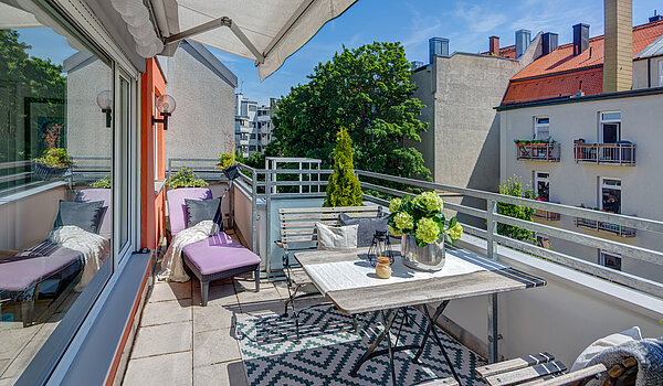 Apartment with 1 room | München-Schwabing | 70449 | Südterrasse mit Markise