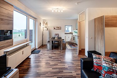 Karlsfeld: Furnished 1-room apartment with a large balcony and a view of the greenery—available soon