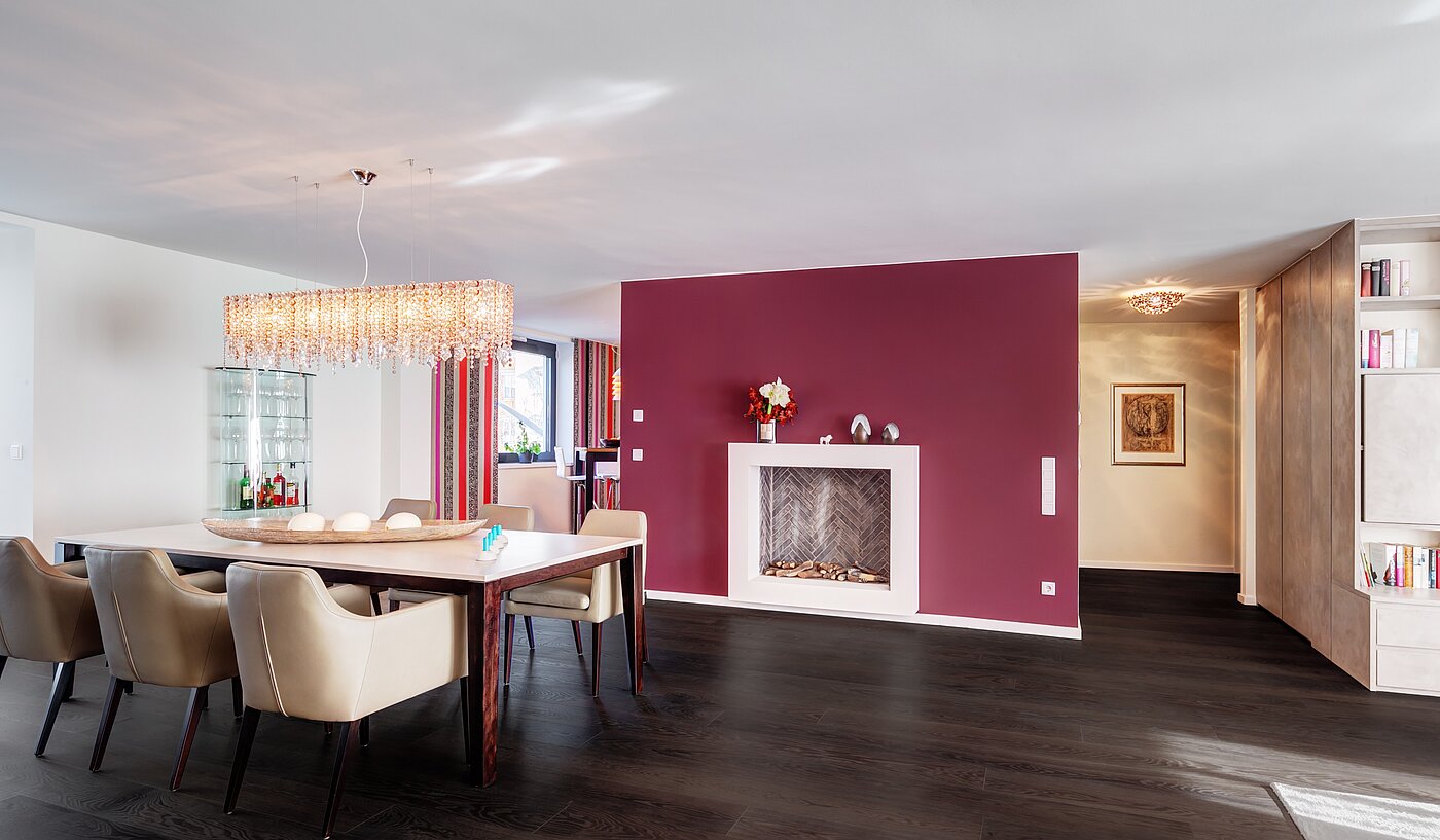 Apartment with 3 room | München-Schwabing | 1511ML1 | Essbereich mit Kamin