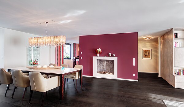 Apartment with 3 room | München-Schwabing | 1511ML1 | Essbereich mit Kamin