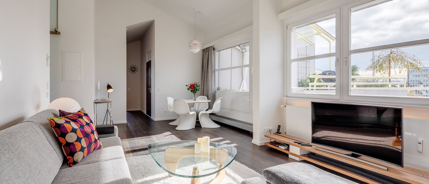 roof terrace apartment München Arabellapark 03 living area 11226