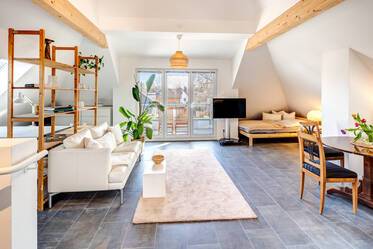 Light and cozy attic with small roof-terrace