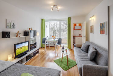 Sunny studio apartment with balcony and separate kitchen