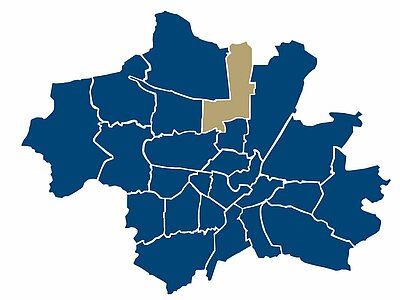 Location of the Olympiazentrum district in Munich
