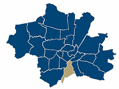 Location of the Menterschwaige district in Munich
