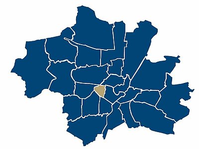Location of the district Westend in Munich 