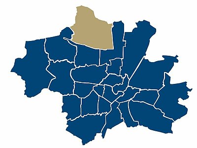 Location of the Kieferngarten district in Munich