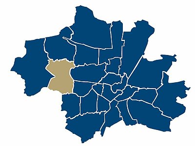 Location of the Obermenzing district in Munich