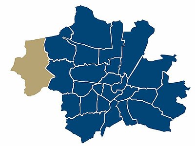 Location of the Westkreuz district in Munich 
