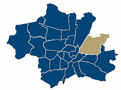 Location of the Daglfing district in Munich