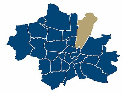 Location of the Johanneskirchen district in Munich
