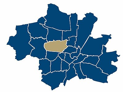 Location of the Nymphenburg district in Munich