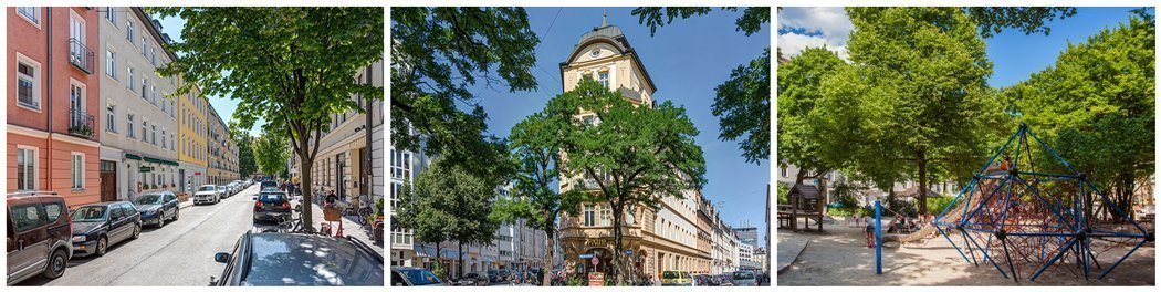 Photos of the houses and surroundings in the Glockenbachviertel