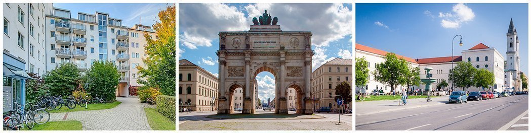 Photos of the sights and the surroundings in the Maxvorstadt district