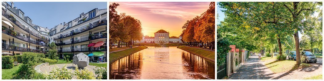 Photos of the residential complexes and surroundings in Neuhausen Munich